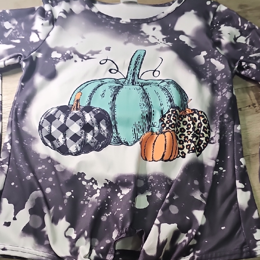 Kids Long Sleeve Tee with Pumpkin Print
